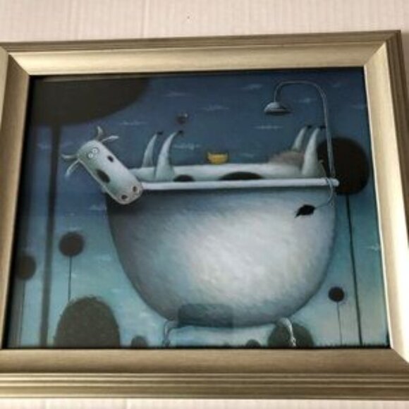Humorous Cow  Bathroom Prints - Picture 4 of 6